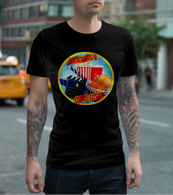 Peliculas Y Otras Cosas Con Claqueta, Palomitas, Ticket, Refresco Y Cine T-Shirt