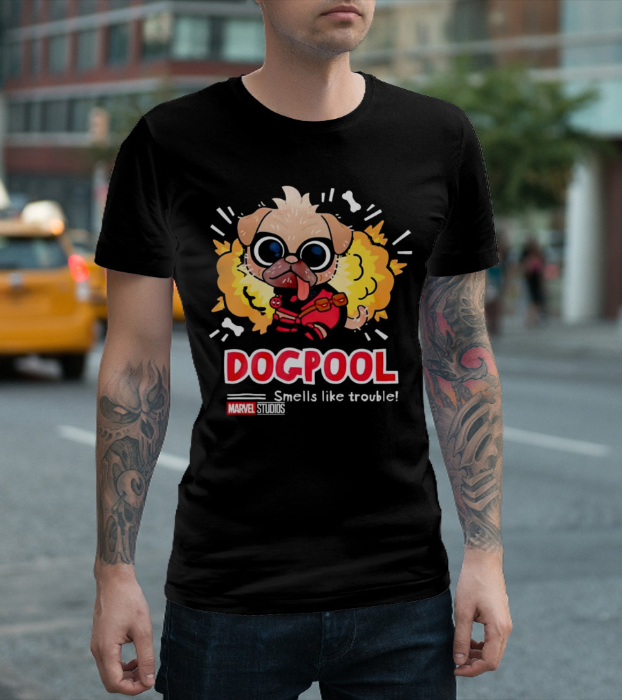 Deadpool Marvel Studios Dogpool Smells Like Trouble T-Shirt