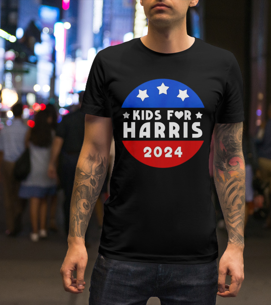 Kids For Harris 2024 Stars Red Blue Circle T-Shirt