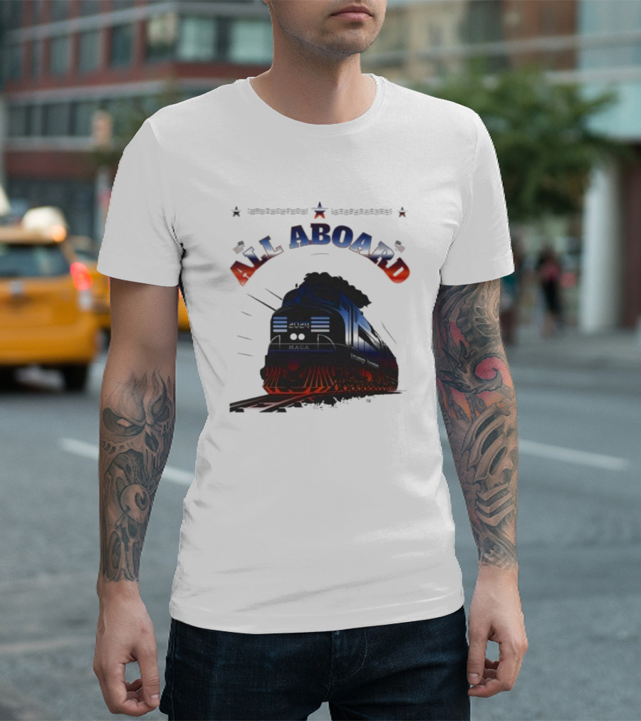 All Aboard Trump Train Voting Support America Train T-Shirt
