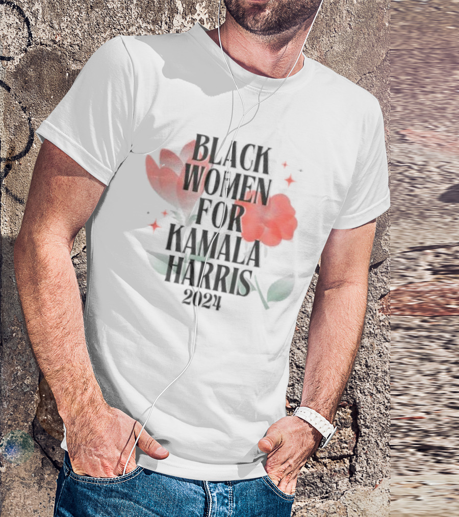 Black Women For Kamala Harris 2024 Floral Supporters T-Shirt