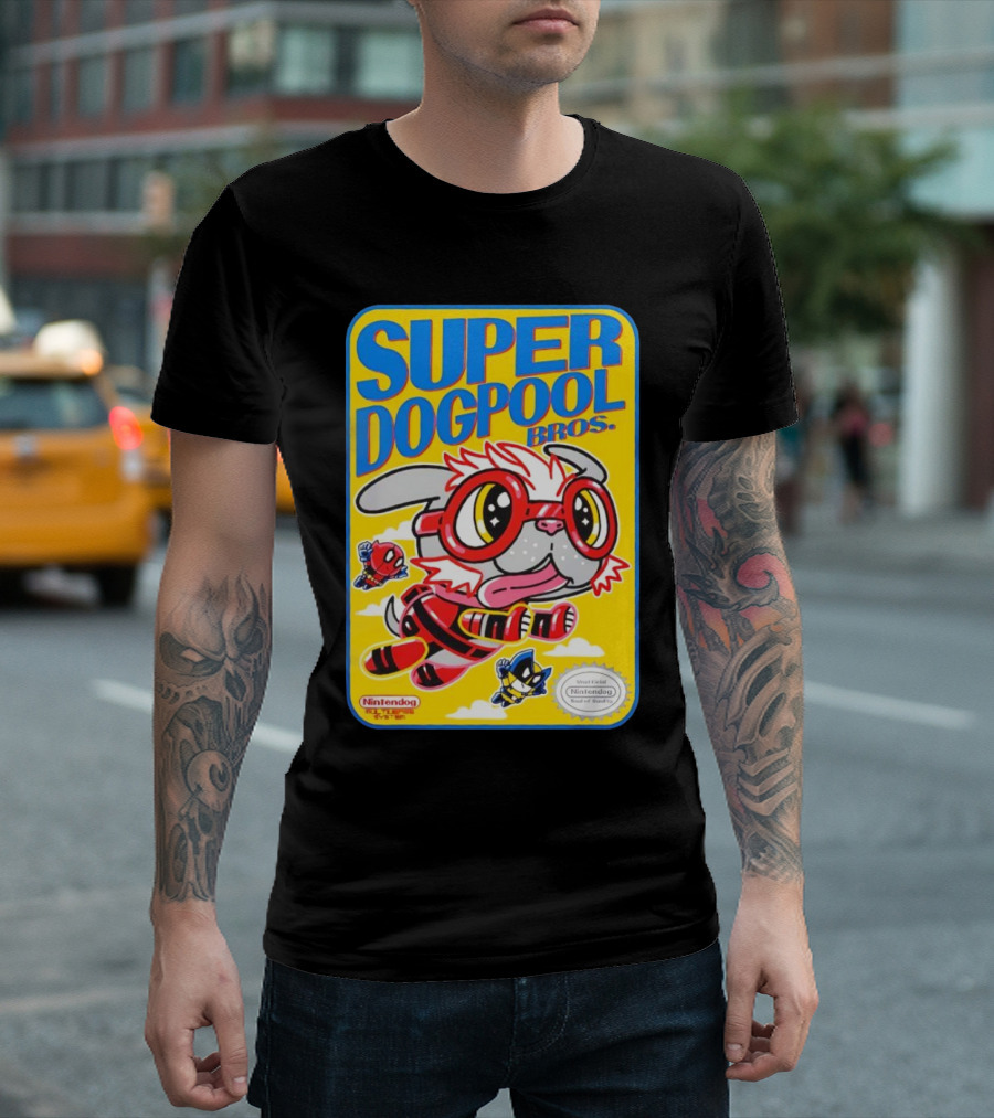 Super Dogpool Bros Deadpool Dogpool Nintendo Super Mario Bros 3 Game T-Shirt