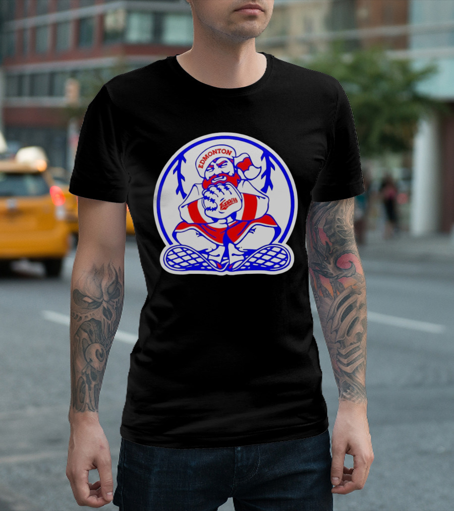 Edmonton Trappers Santa Logo Baseball Winter T-Shirt