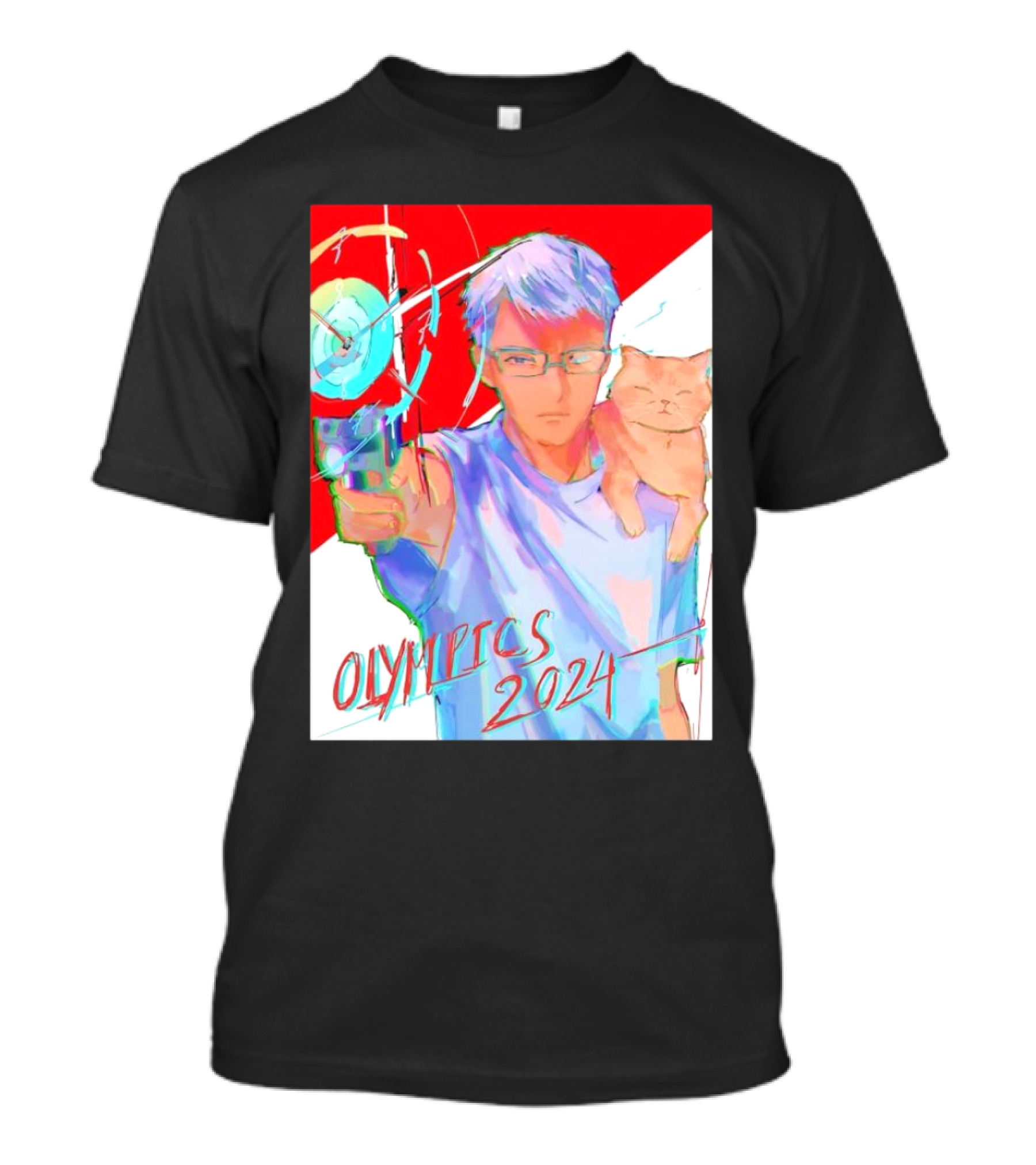 Yusuf Dikeç Anime Style With Cat Archery Olympics T-Shirt