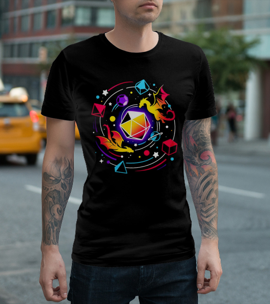 Dragon Dice Solar System Fantasy Colors T-Shirt