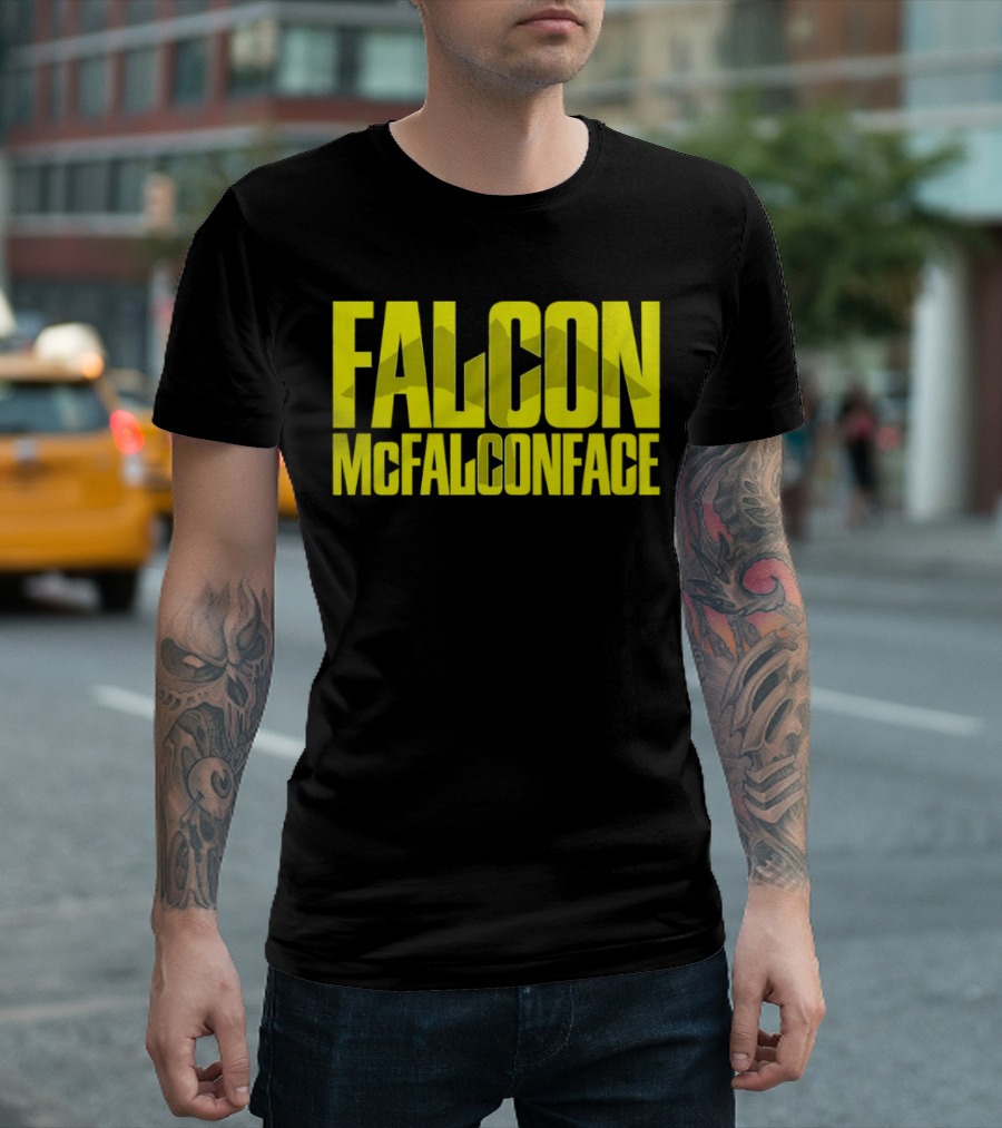 Falcon McFalconface Bold Yellow Text with Falcon T-Shirt