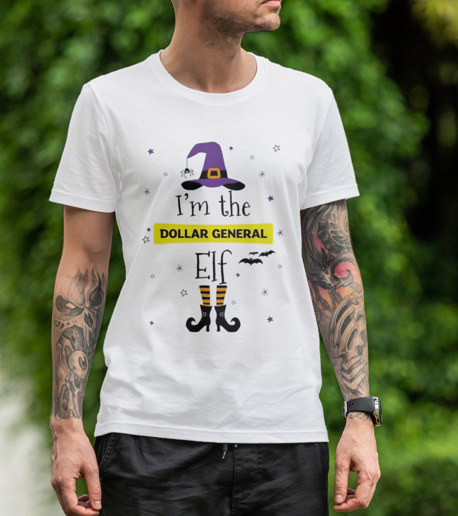 I'm The Dollar General Elf Halloween Witch Hat And Boots Theme T-Shirt