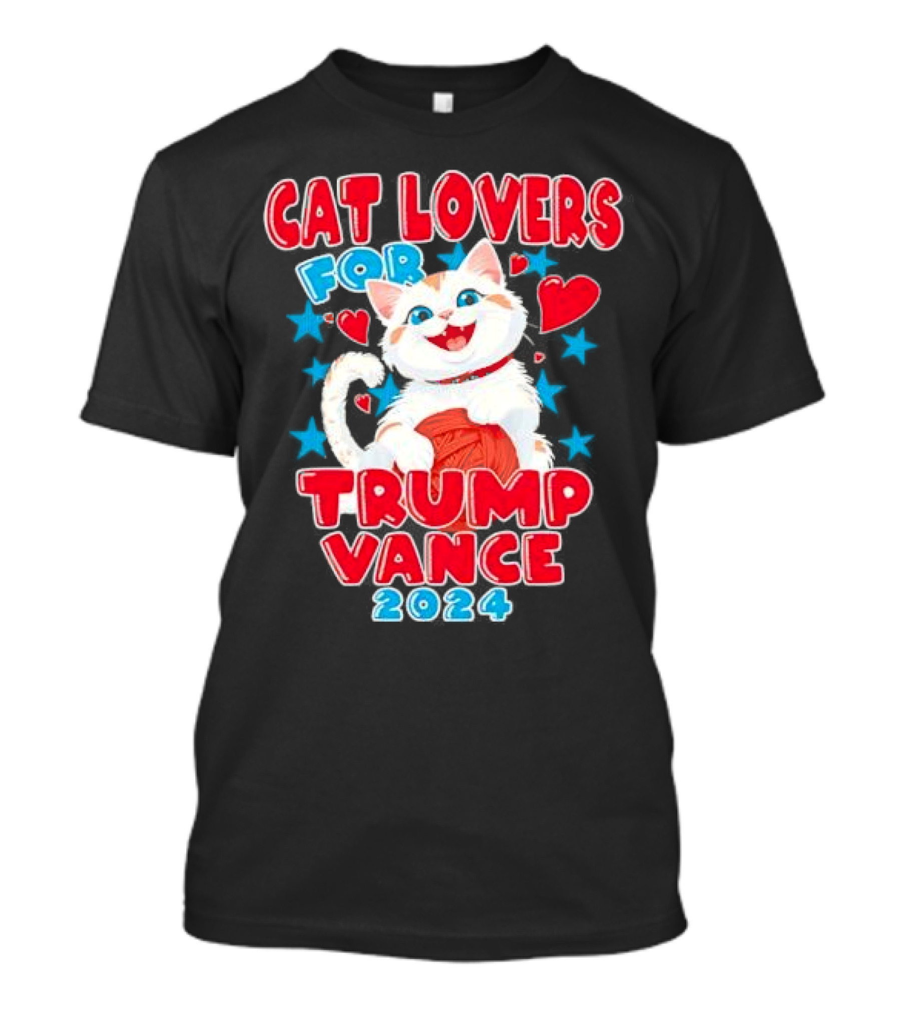 Cat Lovers For Trump Vance 2024 Fashion Trends With Playful Kitten And Hearts T-Shirt