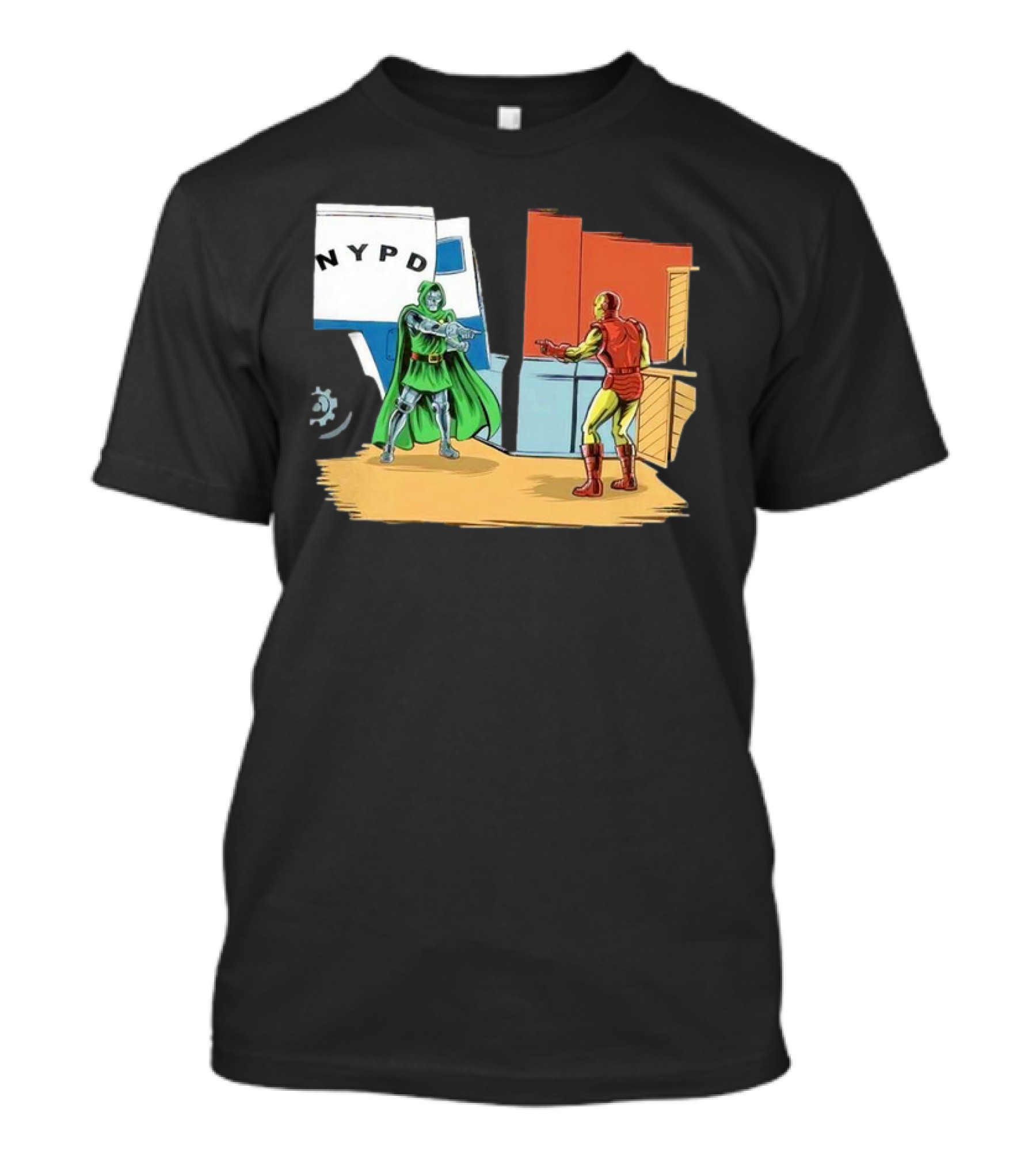 Doctor Doom Pointing At Iron Man In NYPD Scene New Mask Same Task T-Shirt