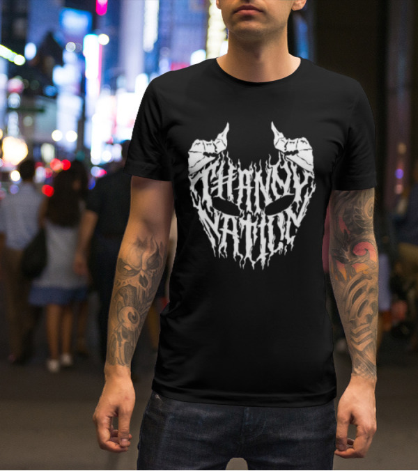 Thanny Nation Flame Text With Mask T-Shirt