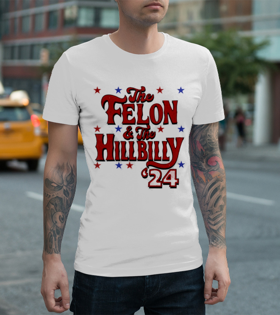 The Felon and The Hillbilly 24 Red and Blue Star T-Shirt