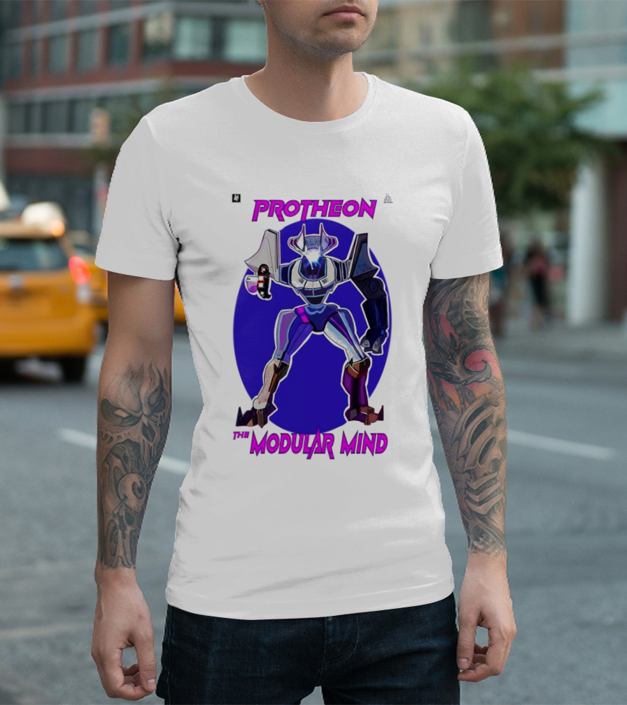 Protheon the Modular Mind Robot Character Purple Armor T-Shirt