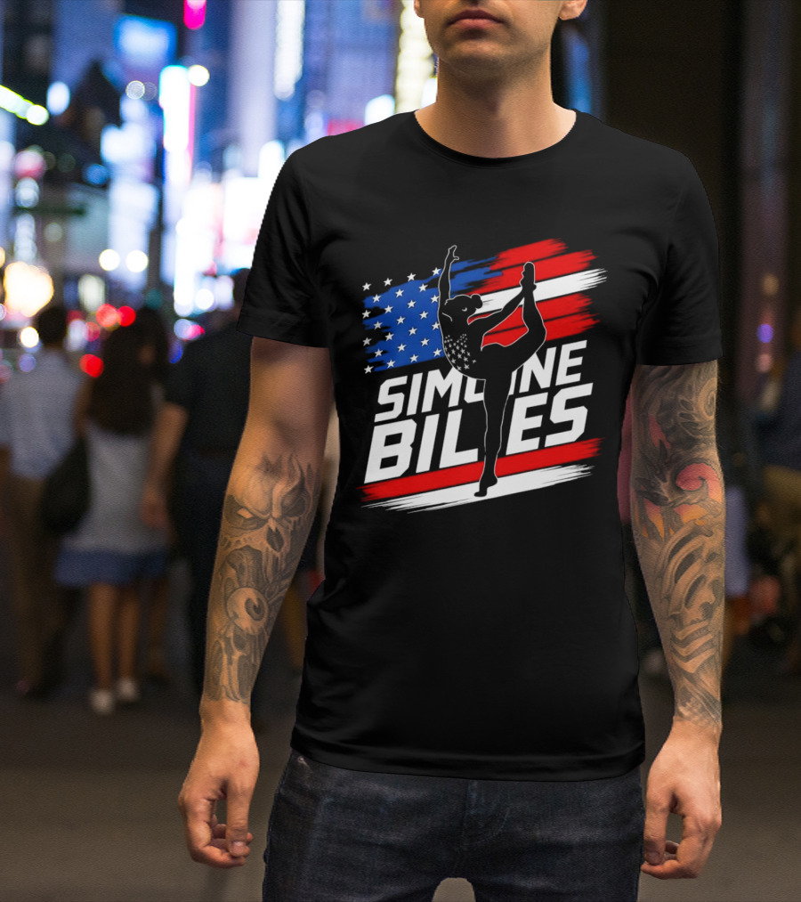 SIMONE BILES USA AMERICAN FLAG GYMNASTICS TEAM T-Shirt