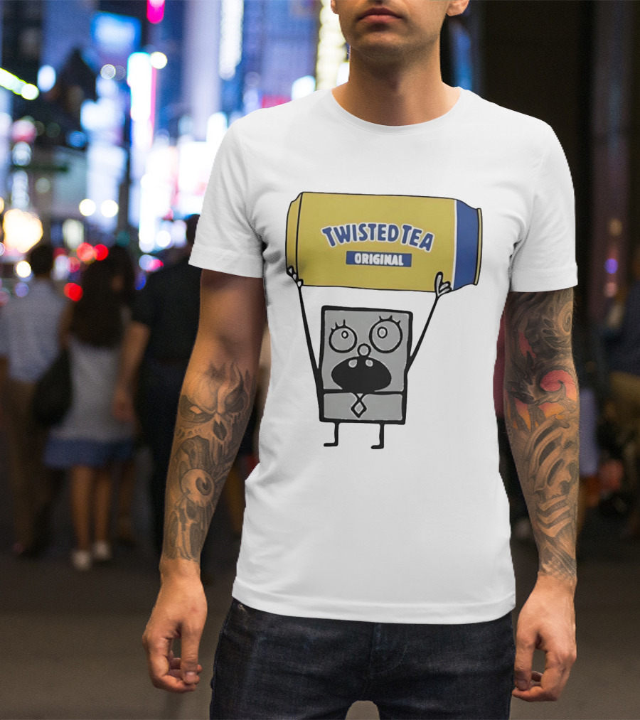 SpongeBob Doodlebob Holding Twisted Tea Original Can T-Shirt