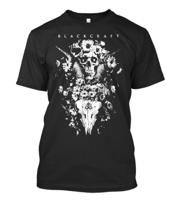 Blackcraft Midsummer Skull With Floral Motif And Antlers T-Shirt