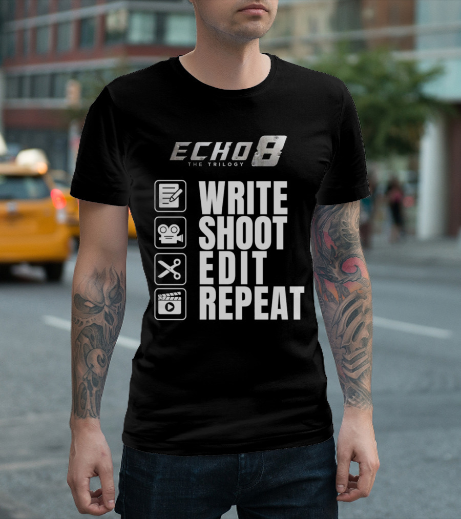 Echo 8 The Trilogy Write Shoot Edit Repeat Icons T-Shirt