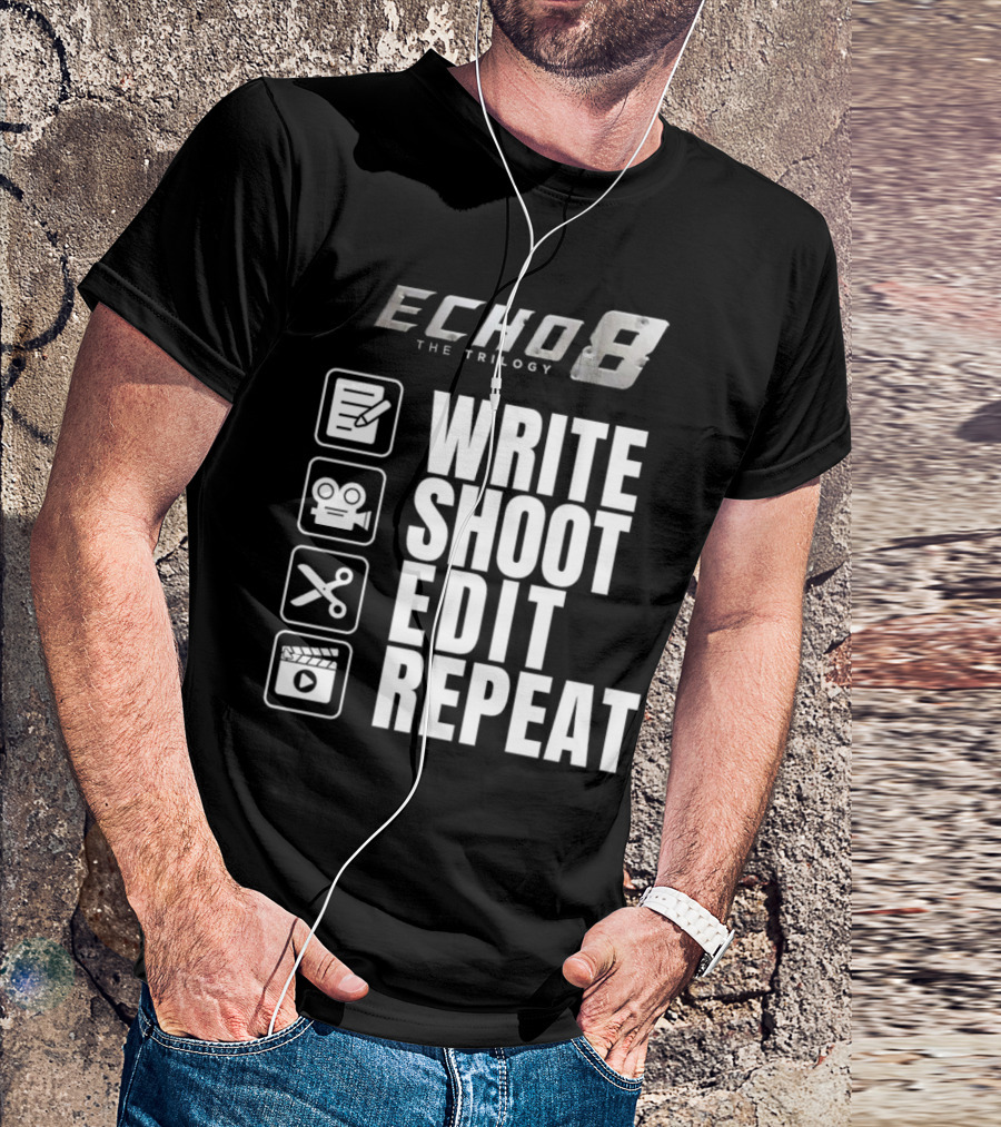 Echo 8 The Trilogy Write Shoot Edit Repeat Icons T-Shirt