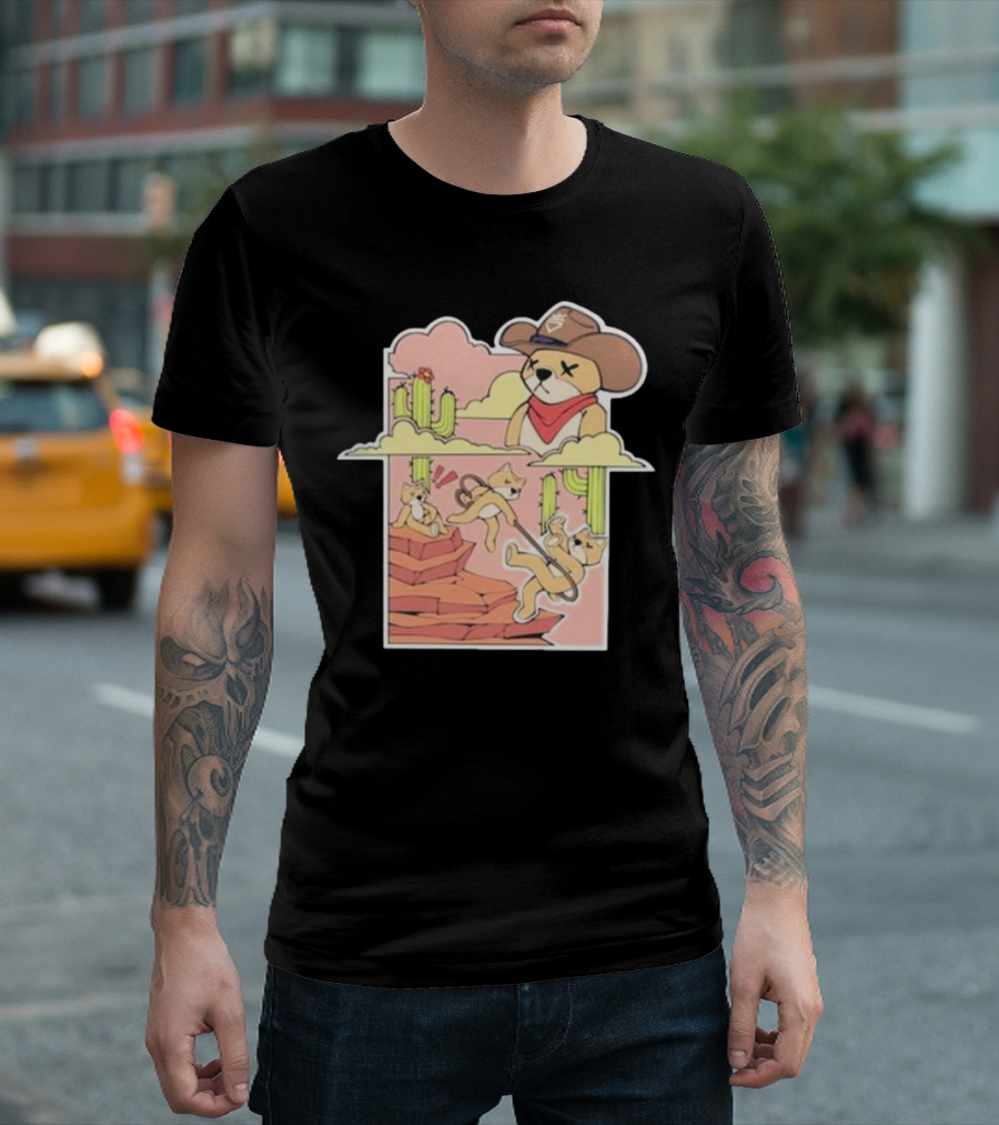 Rich And Lonely Outlaw Richie Cowboy Bear Adventure Cactus Desert T-Shirt