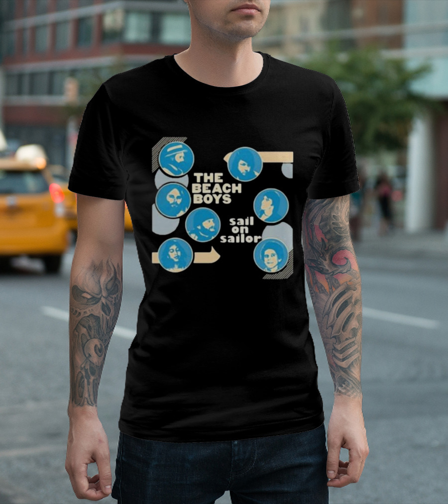 The Beach Boys Sail On Sailor Retro Blue Circles T-Shirt