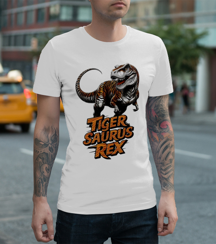 Fierce Tiger Saurus Rex Dinosaur Tiger Saurus Rex T-Shirt