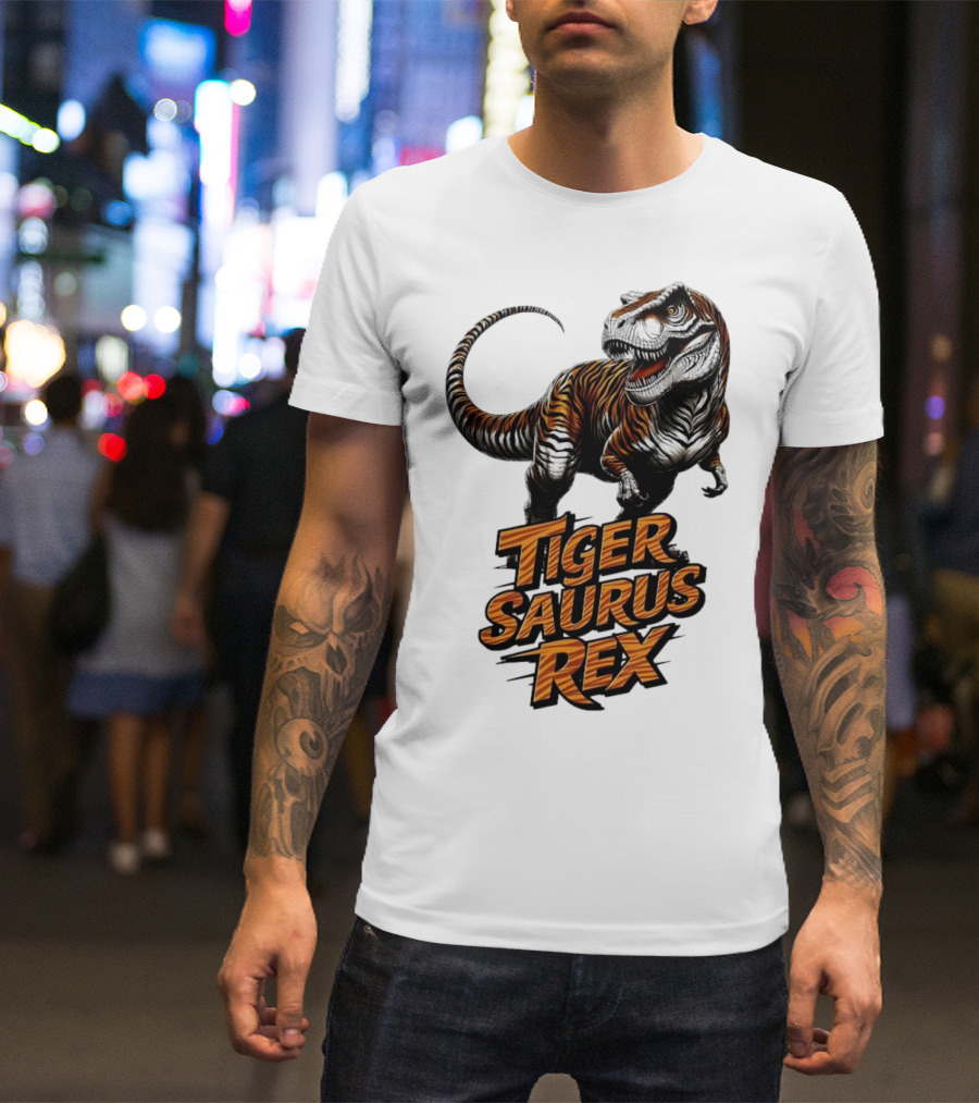 Fierce Tiger Saurus Rex Dinosaur Tiger Saurus Rex T-Shirt