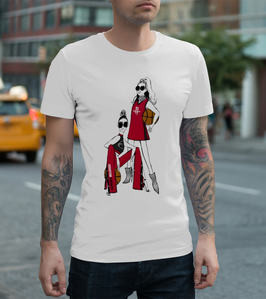 Houston Rockets G-III 4Her Basketball Girls Fitted Red Fashion Style with Basketballs T-Shirt