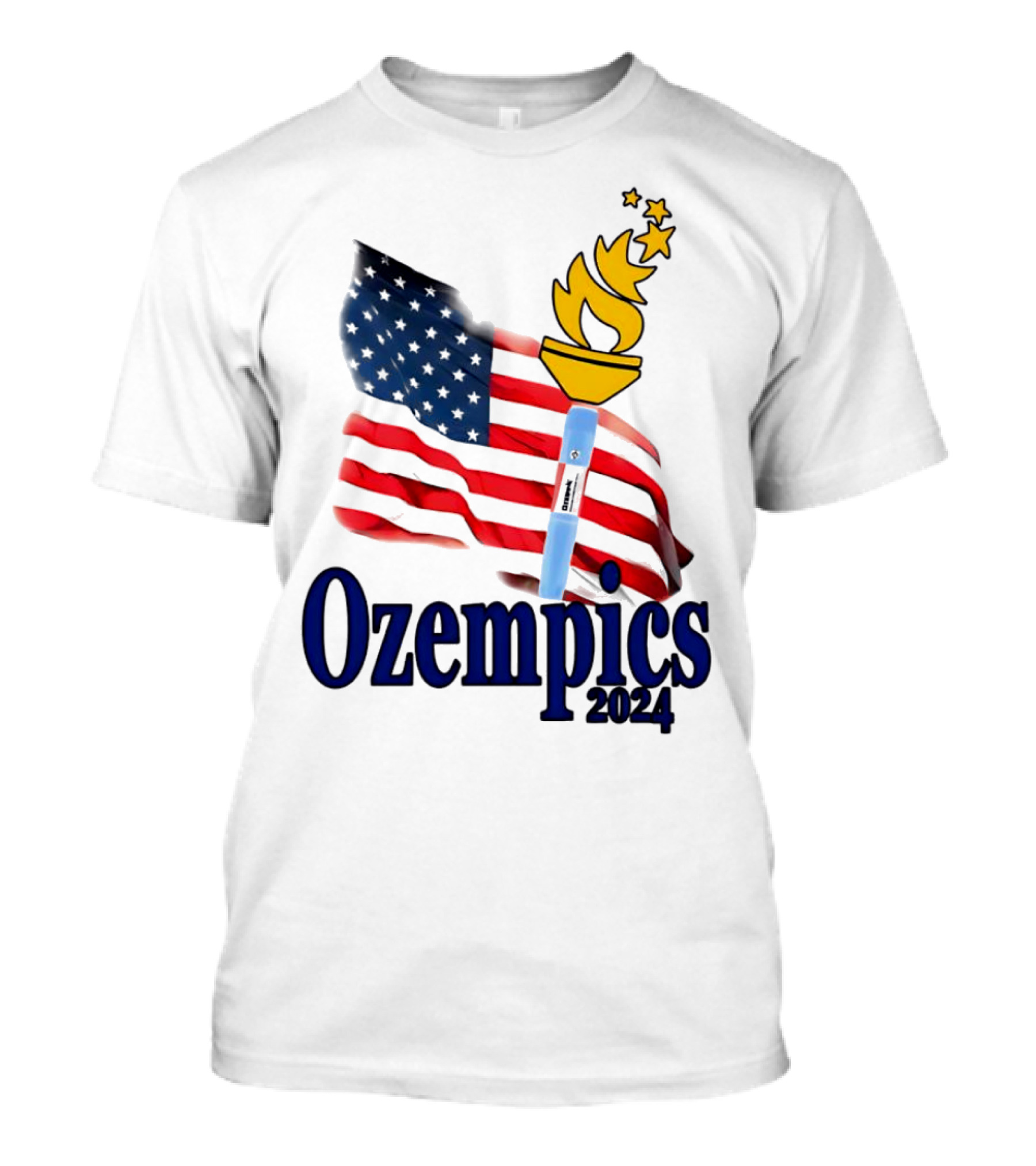 Ozempics 2024 American Flag Torch Stars T-Shirt