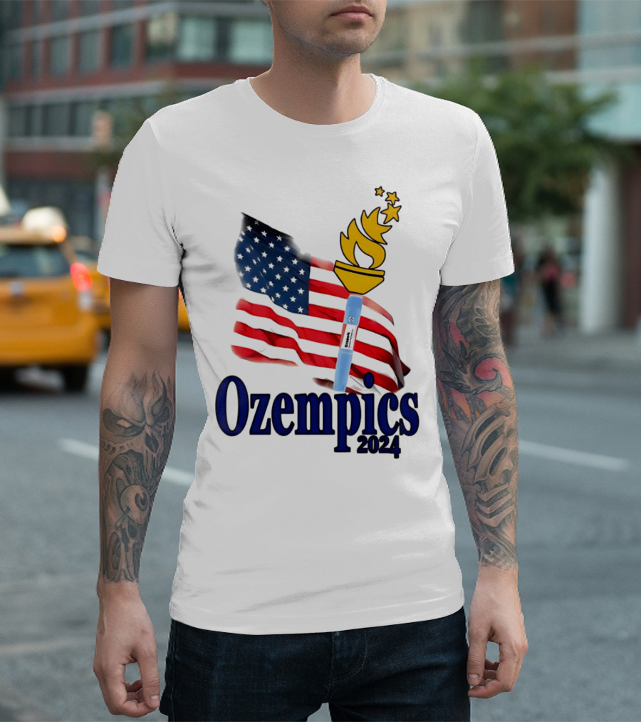 Ozempics 2024 American Flag Torch Stars T-Shirt