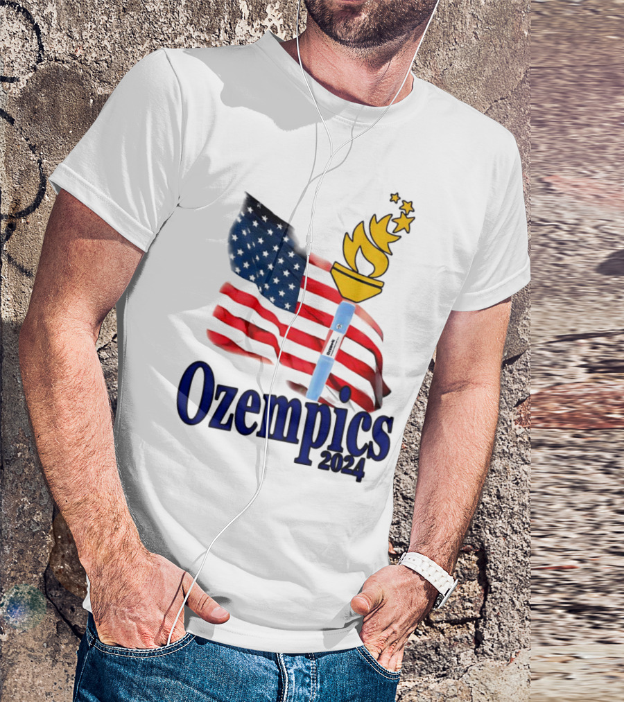 Ozempics 2024 American Flag Torch Stars T-Shirt