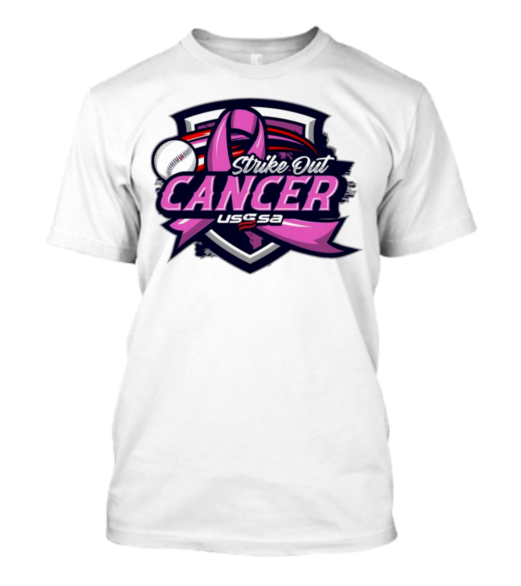 USSSA Arizona Baseball Strike Out Cancer 2024 Pink Ribbon And Baseball Shield T-Shirt