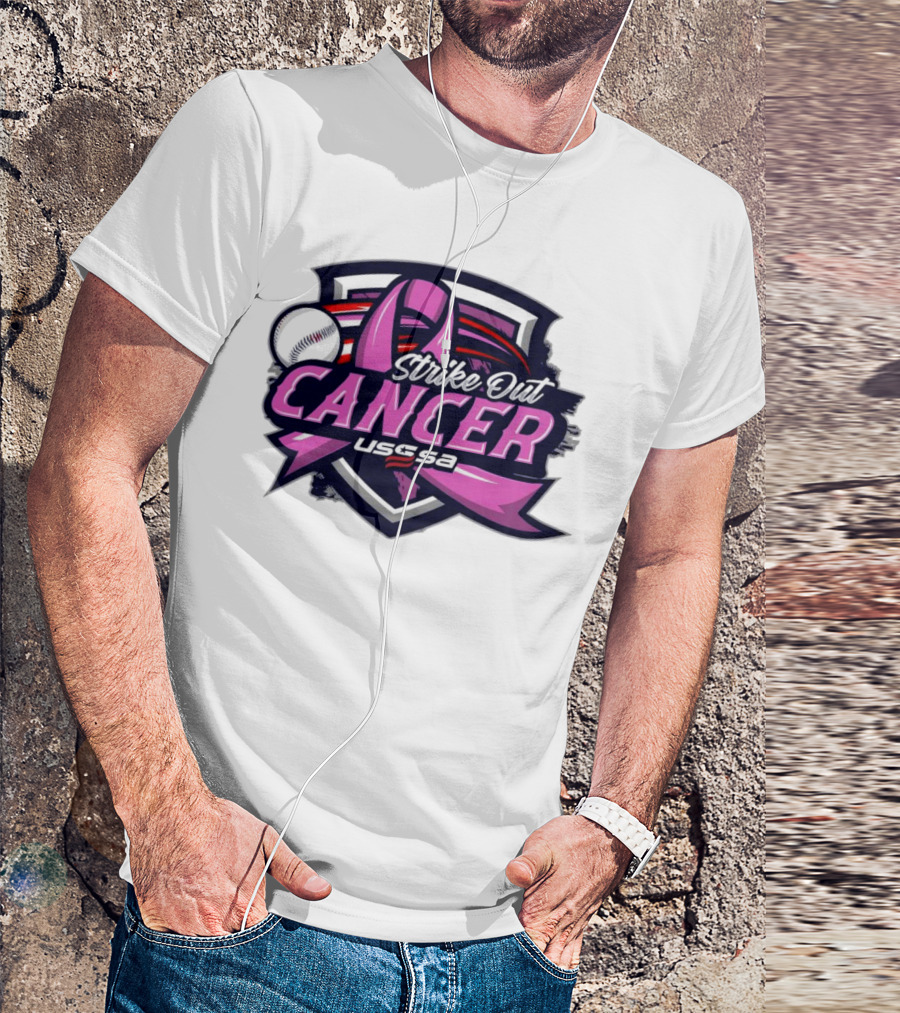 USSSA Arizona Baseball Strike Out Cancer 2024 Pink Ribbon And Baseball Shield T-Shirt