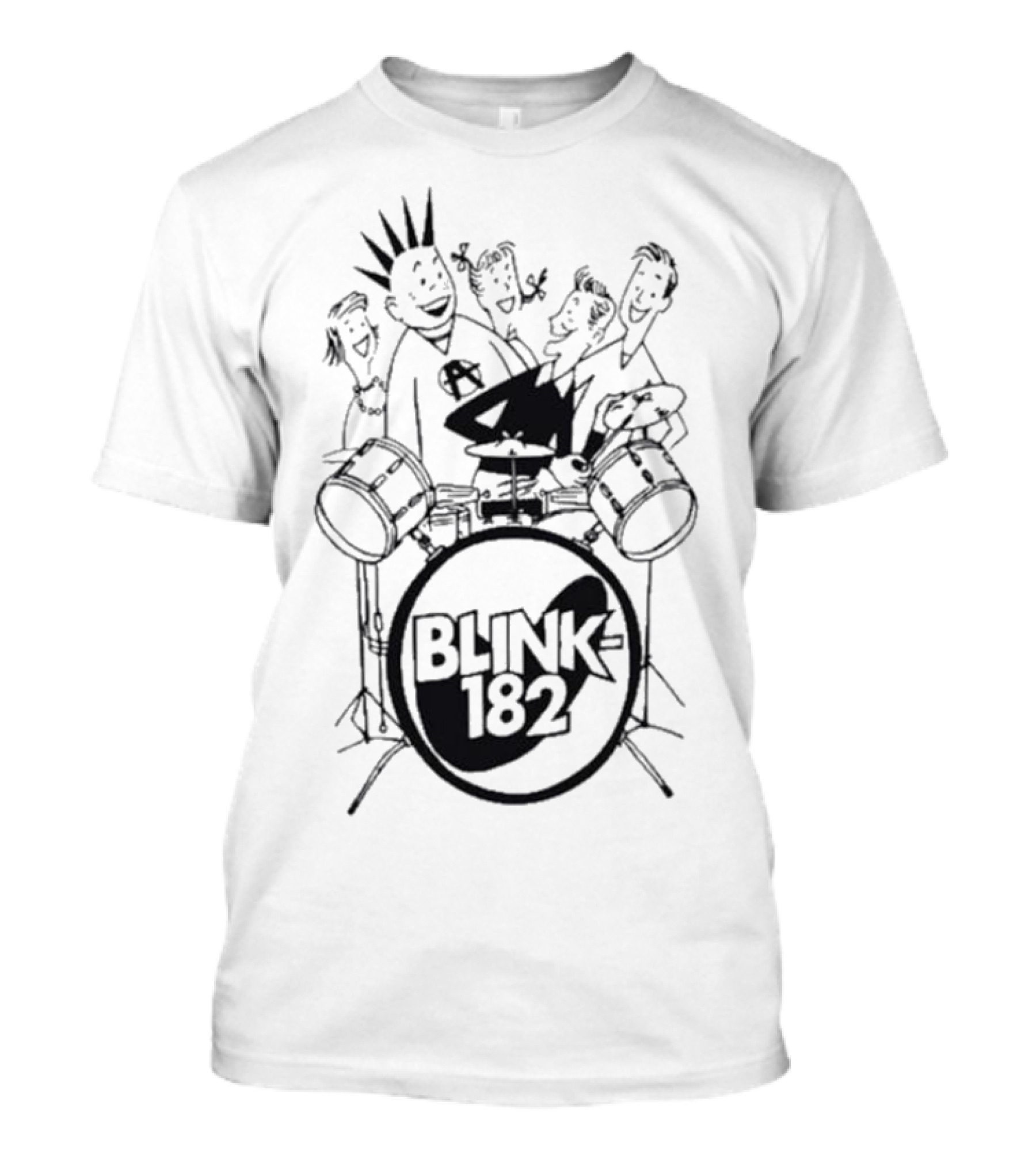 Blink-182 Cartoon Band Fun Characters Drums T-Shirt