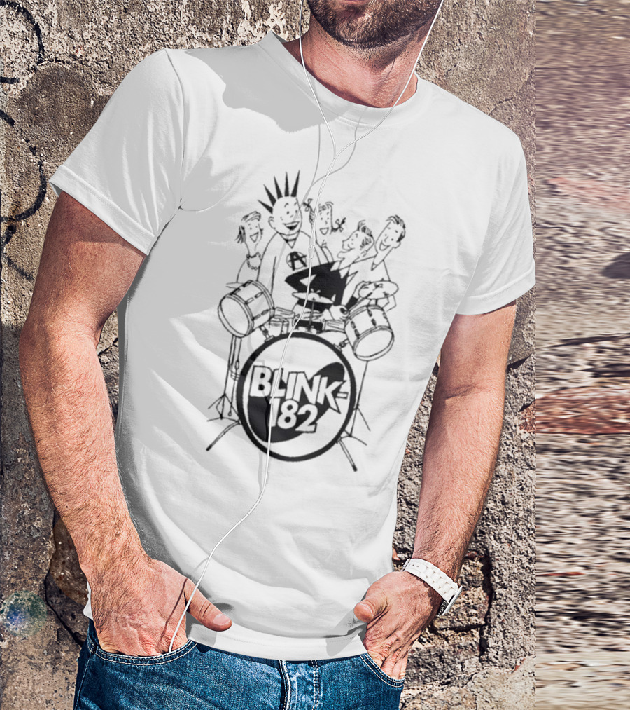 Blink-182 Cartoon Band Fun Characters Drums T-Shirt