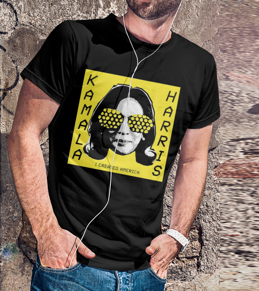 KAMALA HARRIS I CREATED AMERICA Yellow Print With Geometric Sunglasses T-Shirt