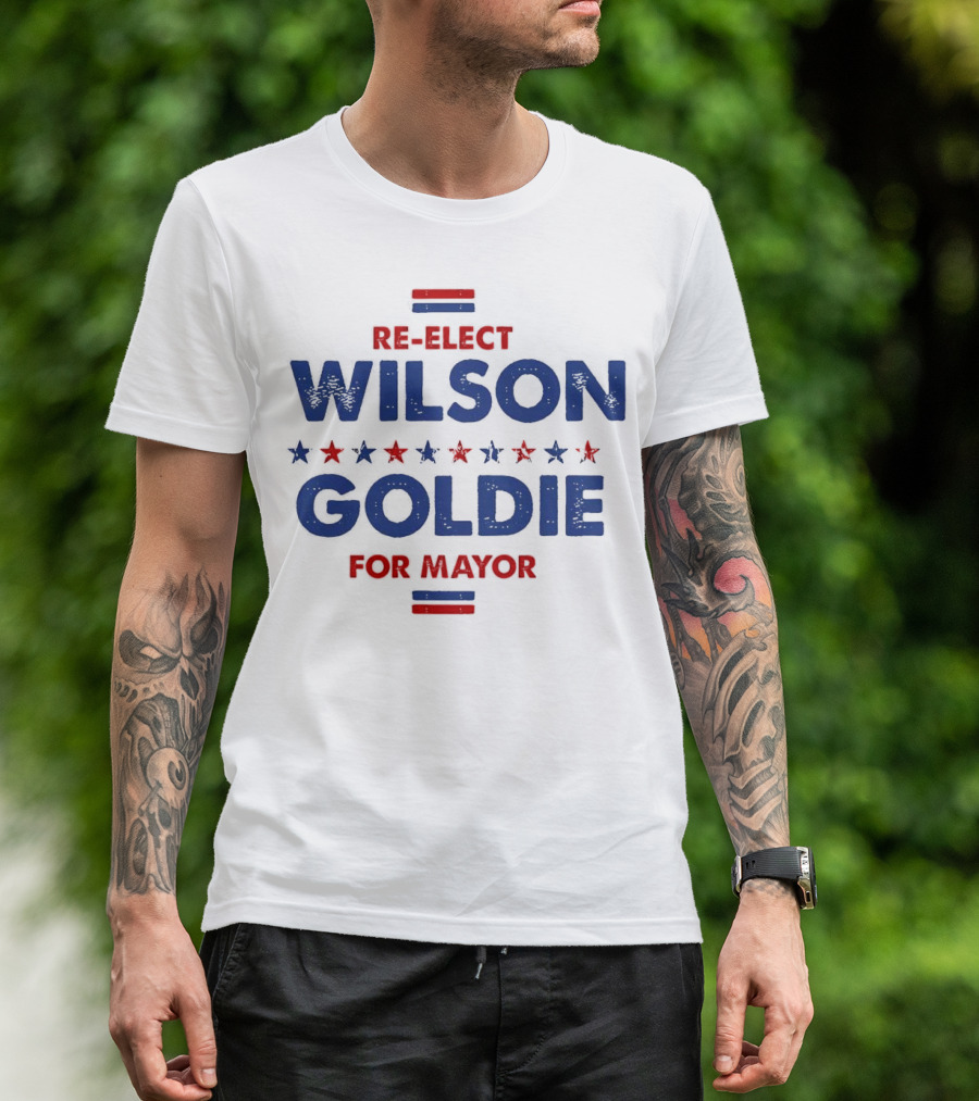 Re-elect Wilson Goldie Mayor 2024 Red Blue Stars T-Shirt