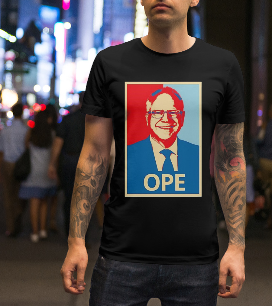 Tim Walz OPE Hope 2024 Poster Style Blue Red T-Shirt