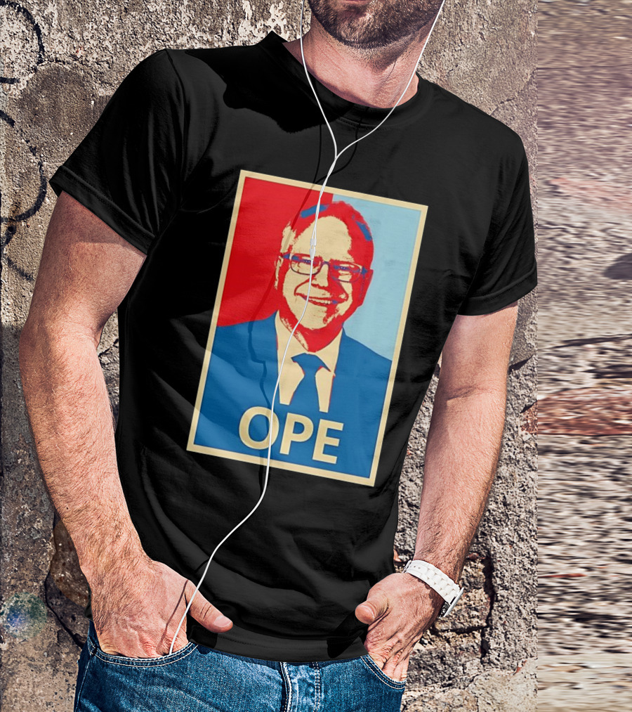 Tim Walz OPE Hope 2024 Poster Style Blue Red T-Shirt