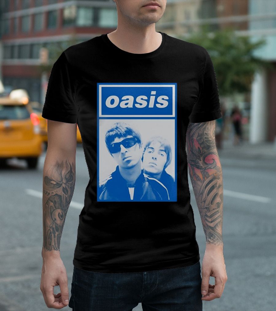 Oasis Noel And Liam Blue Photo T-Shirt