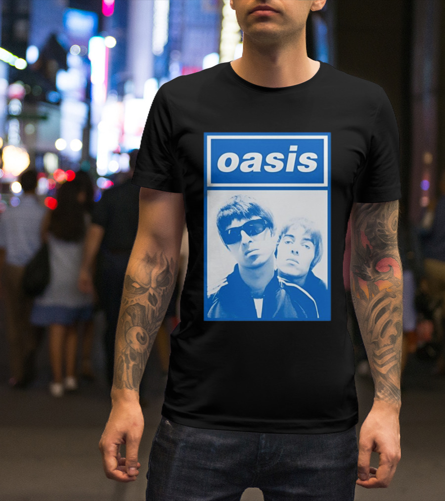 Oasis Noel And Liam Blue Photo T-Shirt