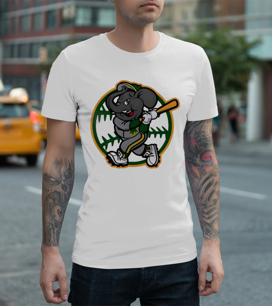 Oakland Baseball Elephant Batting Logo MLB T-Shirt