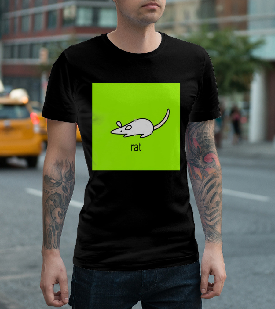 Rat Summer Brat Cartoon Bright Green T-Shirt