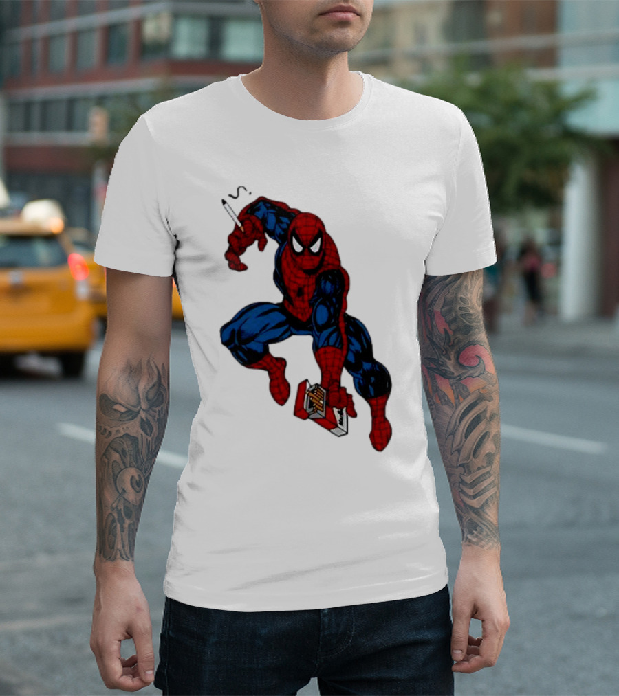 Spider-Man Smokerman Smoking Cigarette Comic T-Shirt