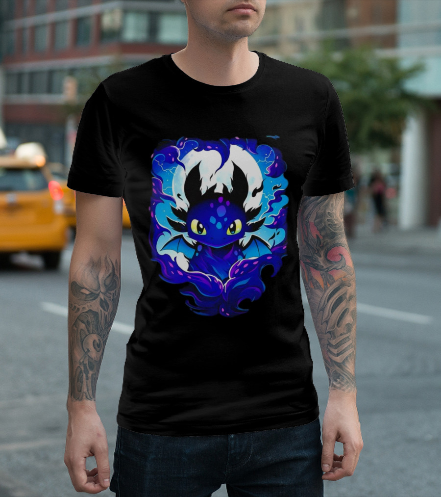 Toothless How to Train Your Dragon Darkness Cartoon Blue Flame T-Shirt