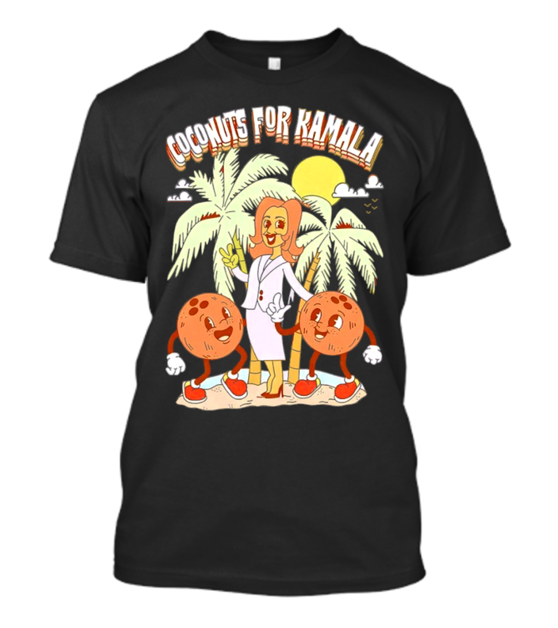 Coconuts For Kamala Cartoon Palms Sun Characters T-Shirt