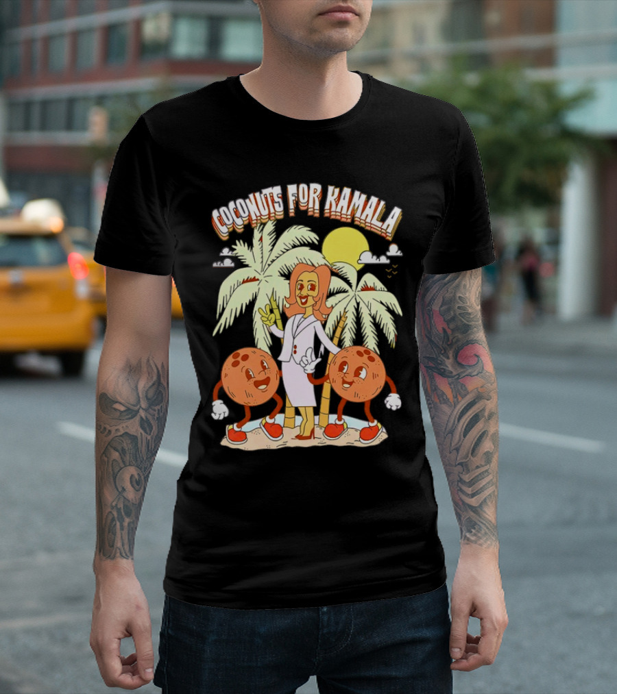 Coconuts For Kamala Cartoon Palms Sun Characters T-Shirt