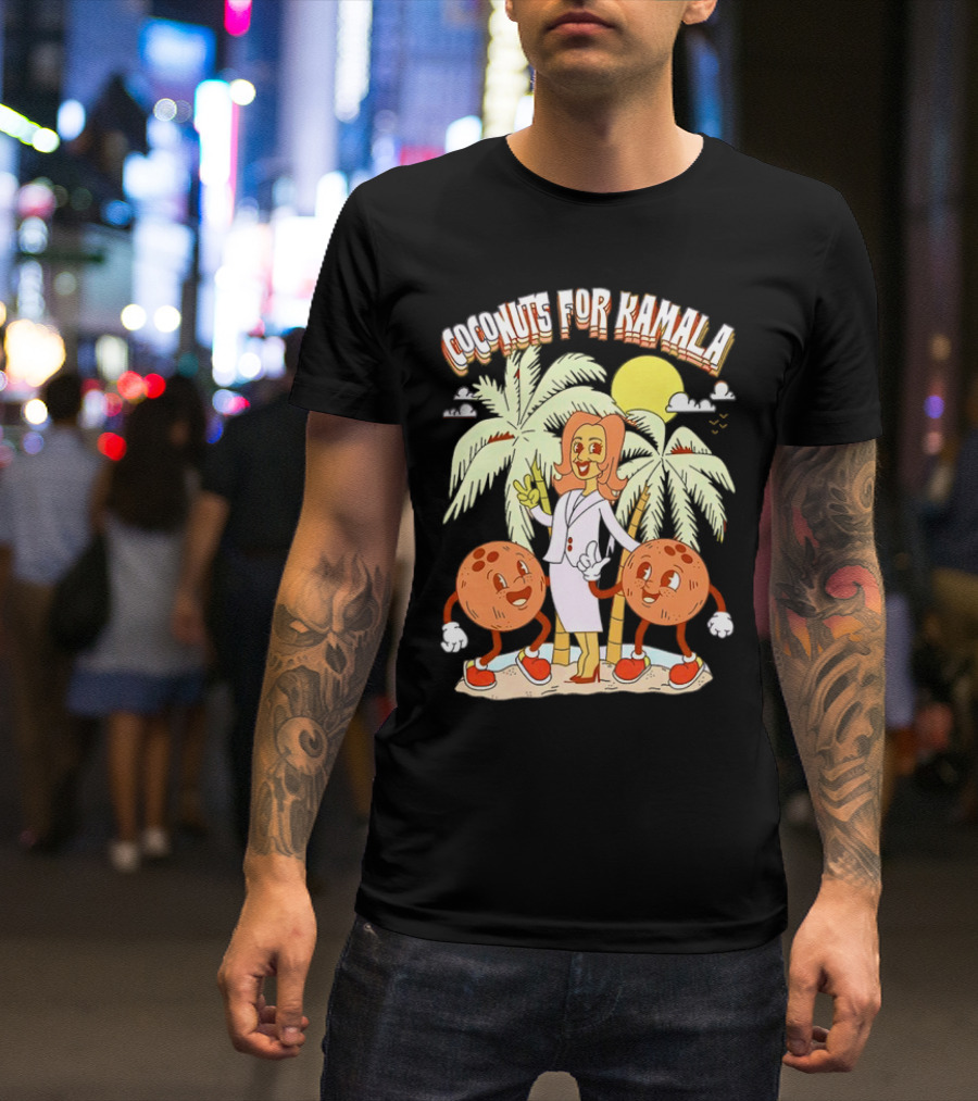 Coconuts For Kamala Cartoon Palms Sun Characters T-Shirt