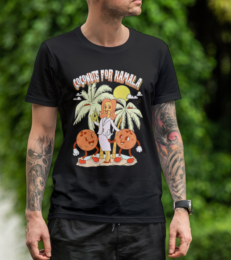 Coconuts For Kamala Cartoon Palms Sun Characters T-Shirt