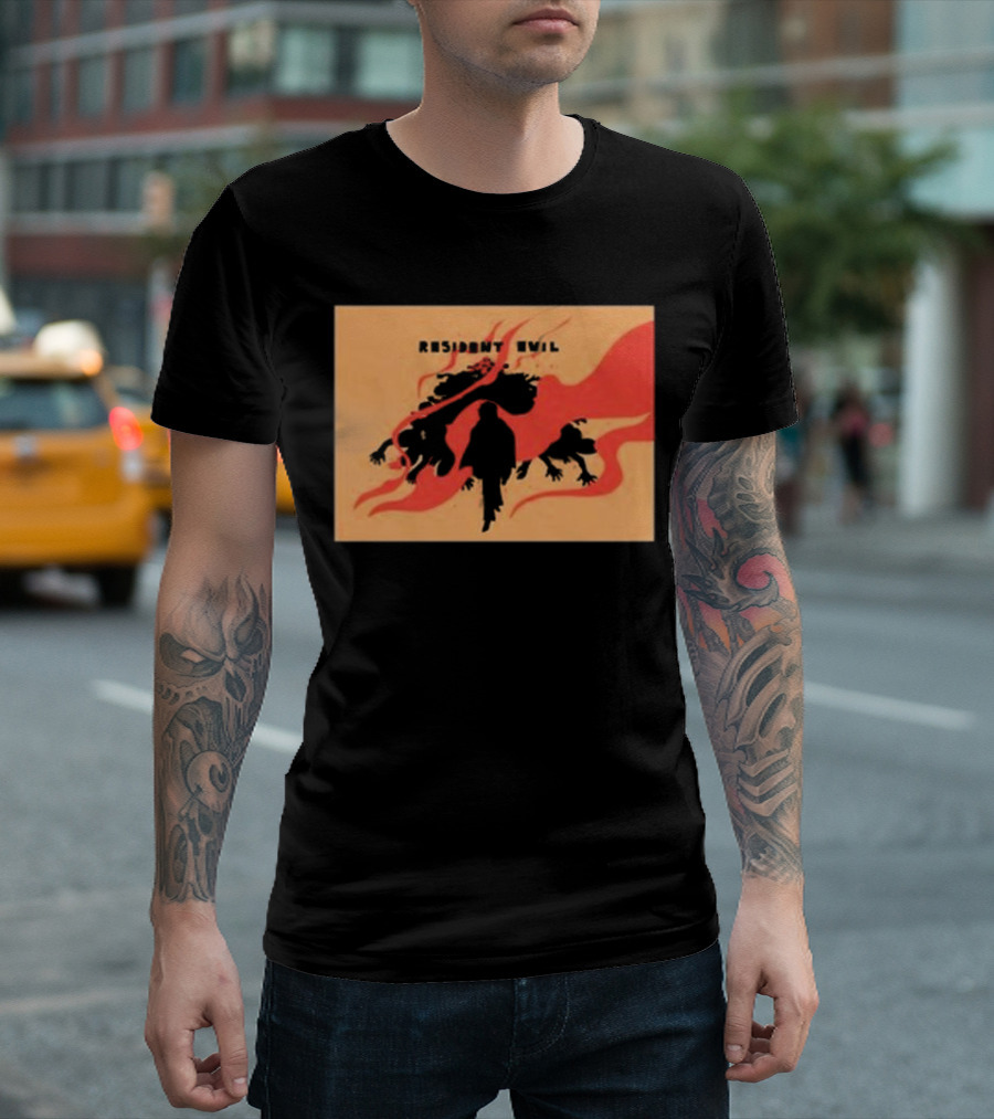 Resident Evil Silhouette Shadow Red Flames T-Shirt