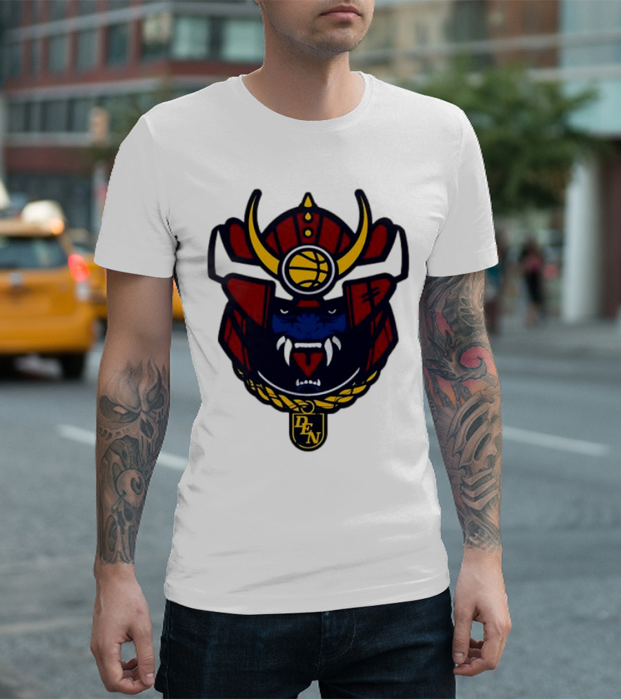 Denver Nuggets Samurai Helmet Emblem With DN Badge T-Shirt