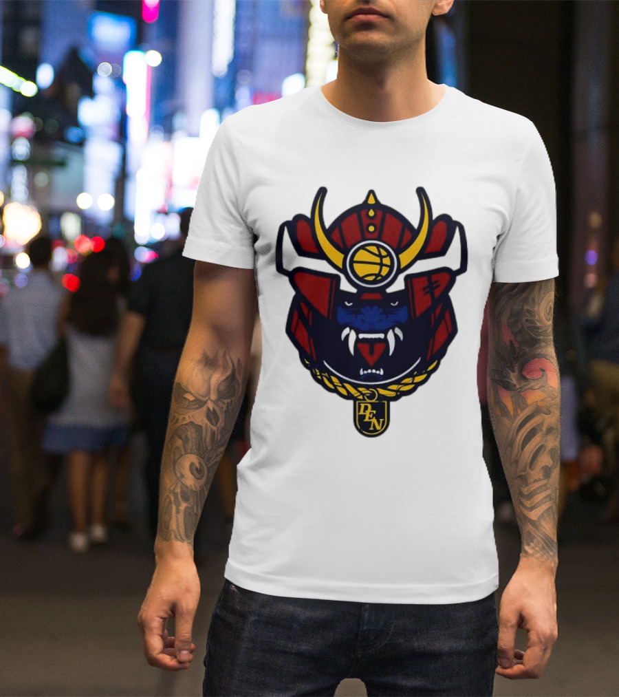 Denver Nuggets Samurai Helmet Emblem With DN Badge T-Shirt